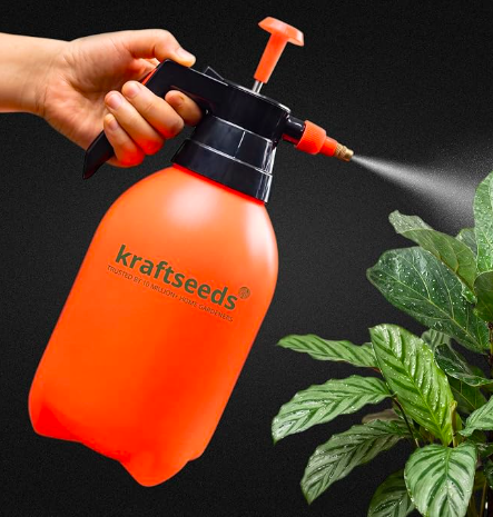 Kraft Seeds 2L Spray Pump for Plants | Garden Sprayer with Adjustable Brass Nozzle | Plastic Water Spray Bottle for Gardening, Car & Bike Wash | Leak-Proof Plant Watering pump, Easy-Fill Water Sprayer