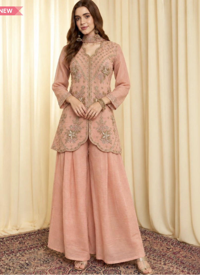 Women Ethnic Motifs Embroidered Regular Kurta with Sharara & With Dupatta