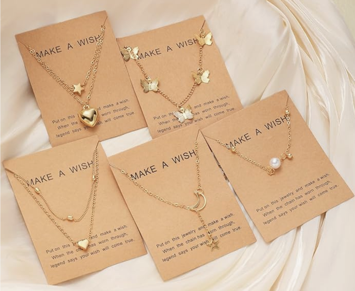 Shining Diva Fashion 5 Pcs Latest Stylish Heart Butterfly Pearl Necklace Jewellery Set for Women Pendant Necklace Gifts for Girls (16476np)
