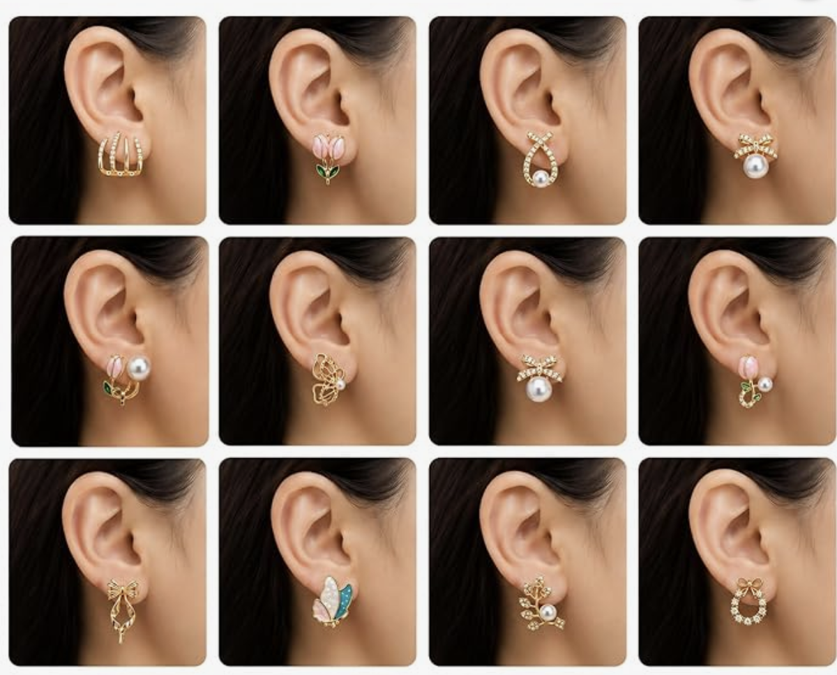 Shining Diva Fashion 12 Pairs Set Earrings for Women Girls with Stylish Organizer Box | Valentine Birthday Rakshabandhan Gifts for Girls Girlfriend Wife Sister