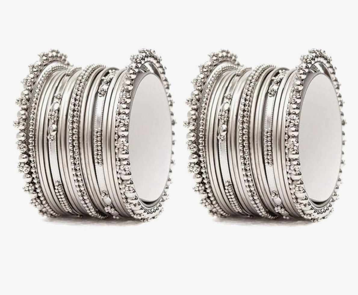 Shining Diva Fashion Set of 40 Bangles Set for Women | Oxidised Silver Plated Celebrity Inspired Jewellery | Latest Stylish Traditional Bangle for Girls and Women